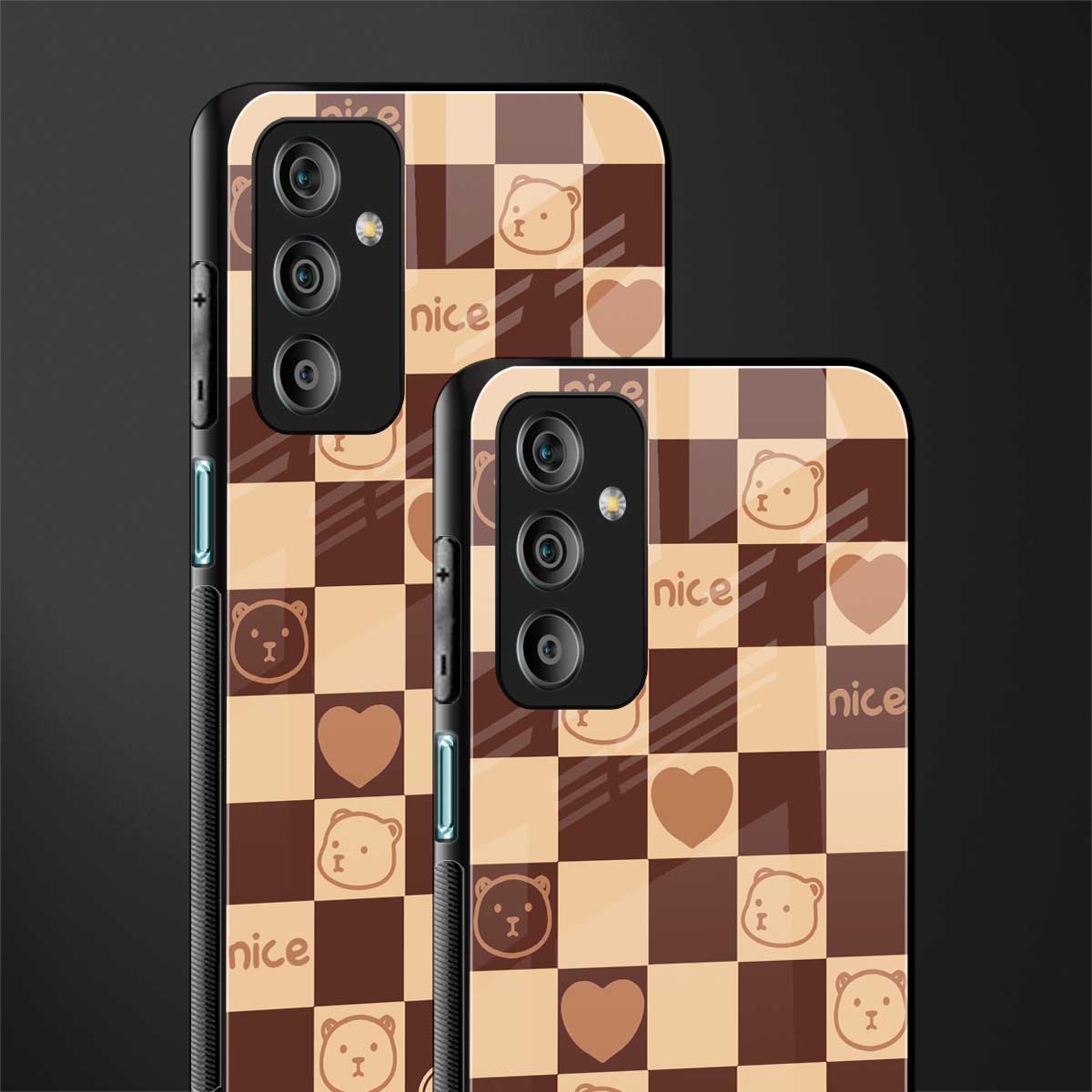 aesthetic bear pattern brown edition back phone cover | glass case for samsung galaxy f23 5g