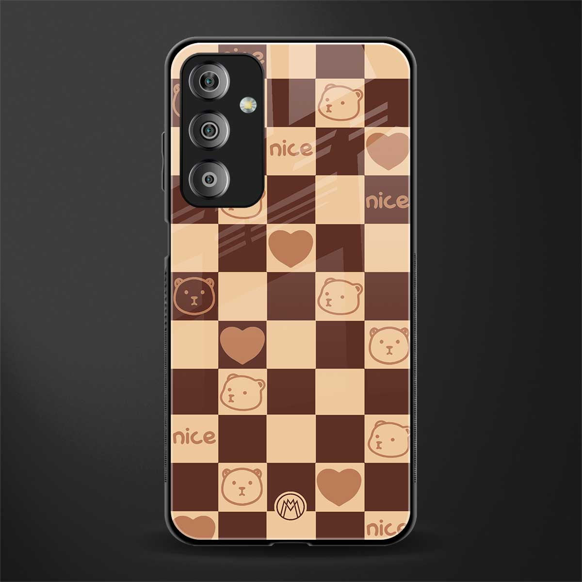 aesthetic bear pattern brown edition back phone cover | glass case for samsung galaxy f23 5g