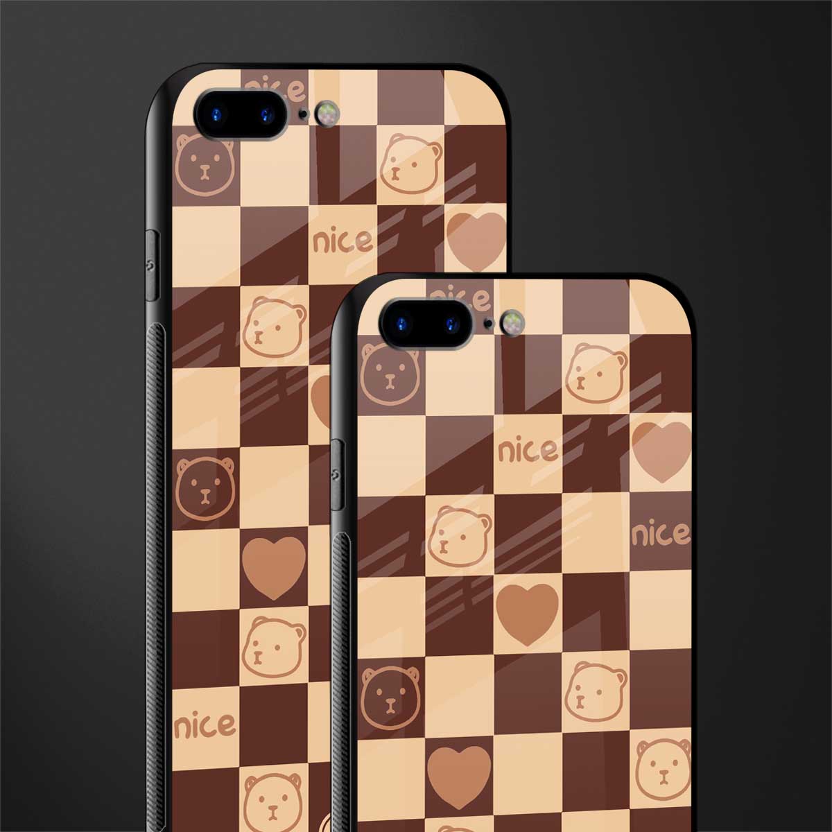 aesthetic bear pattern brown edition glass case for iphone 8 plus image-2
