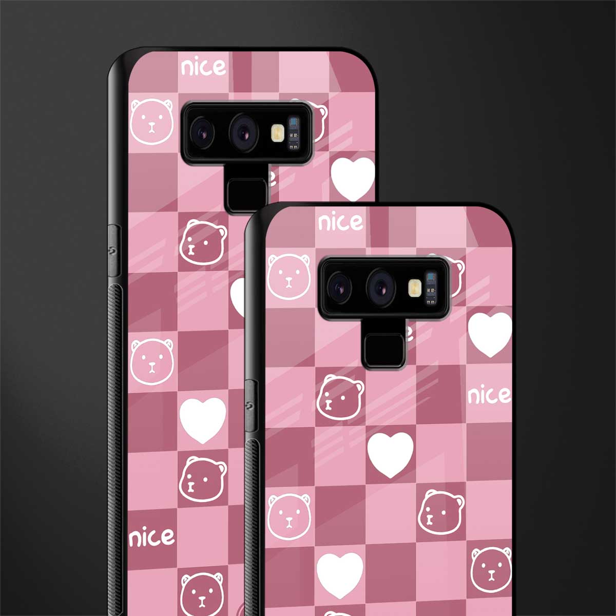 aesthetic bear pattern pink edition glass case for samsung galaxy note 9 image-2