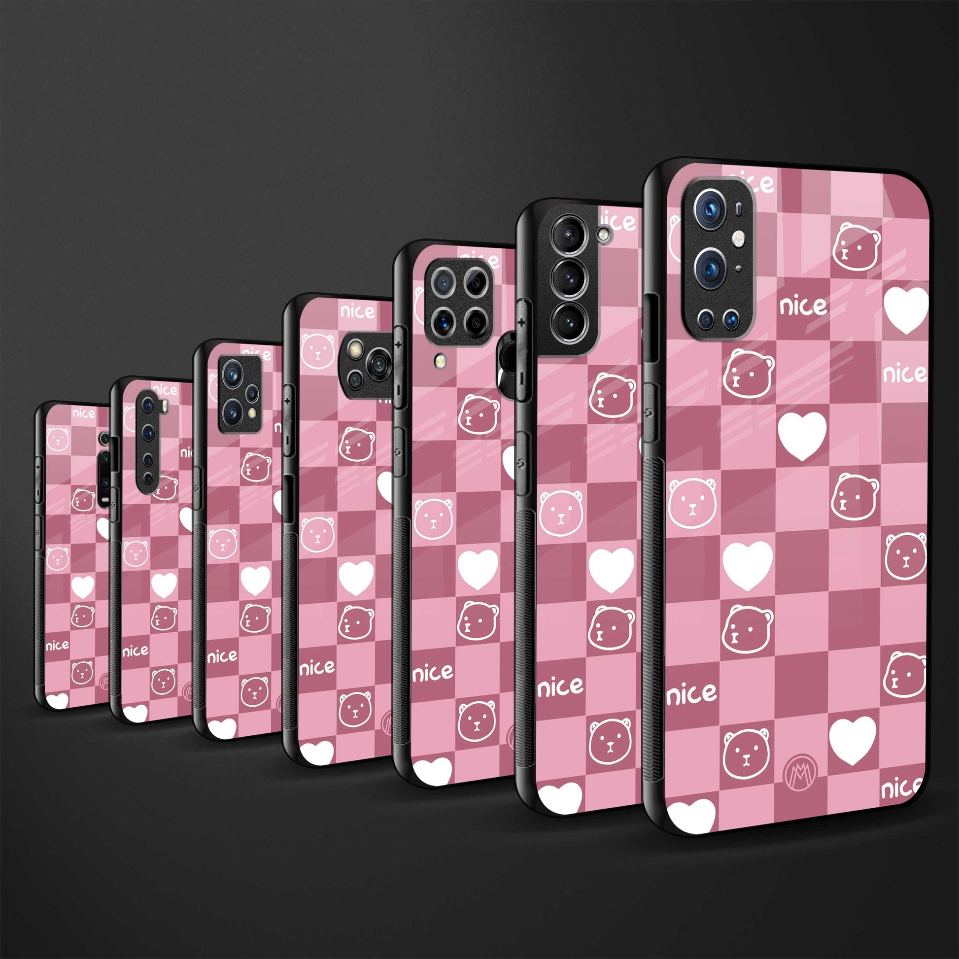 aesthetic bear pattern pink edition glass case for oppo a5 2020 image-3