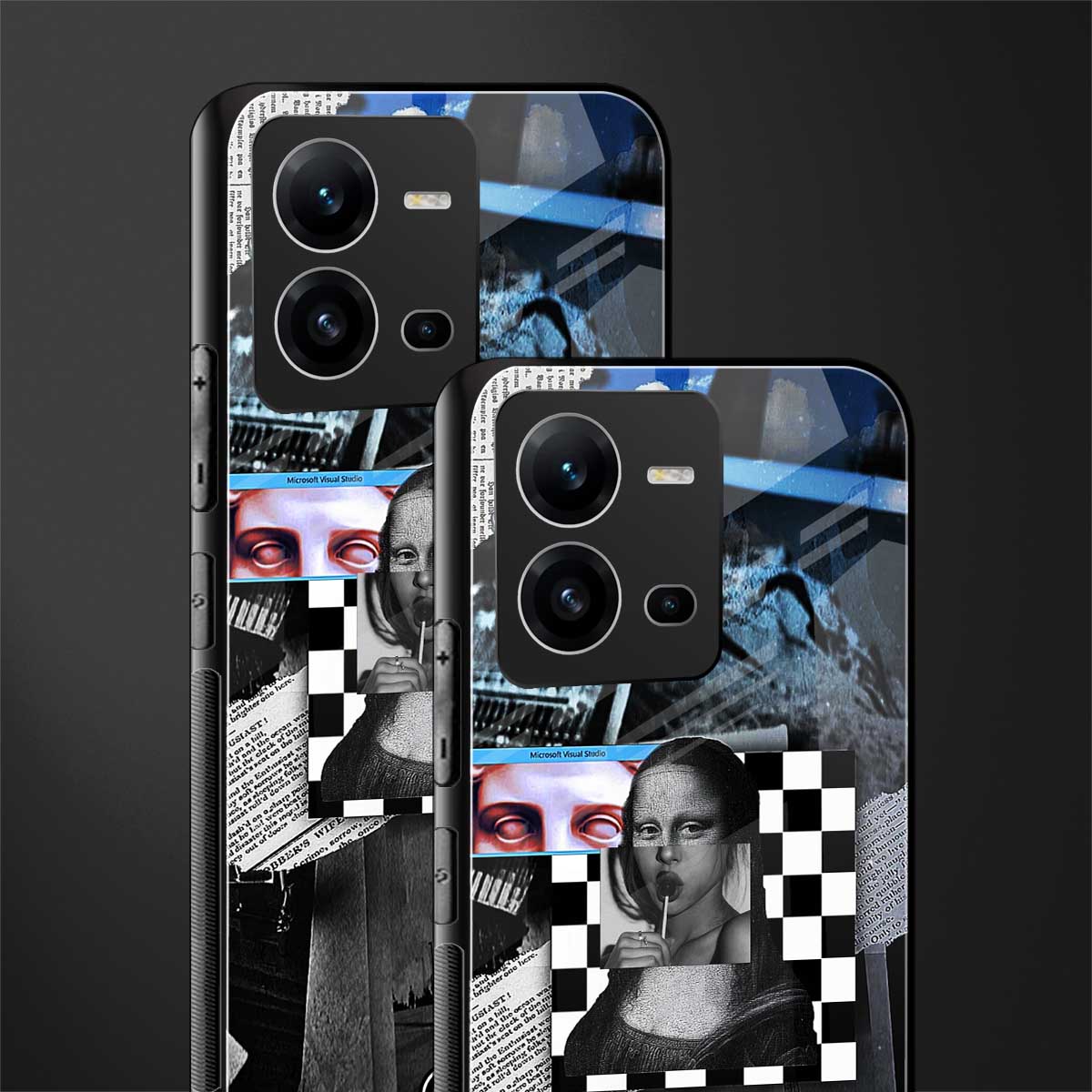aesthetic mona lisa art back phone cover | glass case for vivo v25-5g