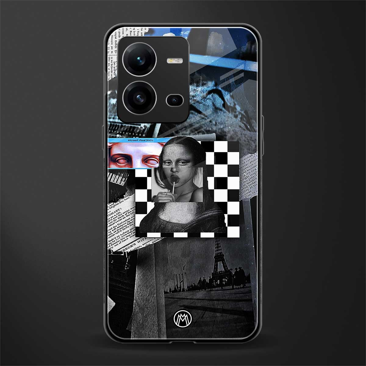 aesthetic mona lisa art back phone cover | glass case for vivo v25-5g