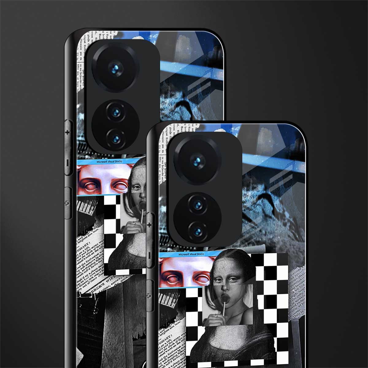 aesthetic mona lisa art back phone cover | glass case for vivo t1 44w 4g