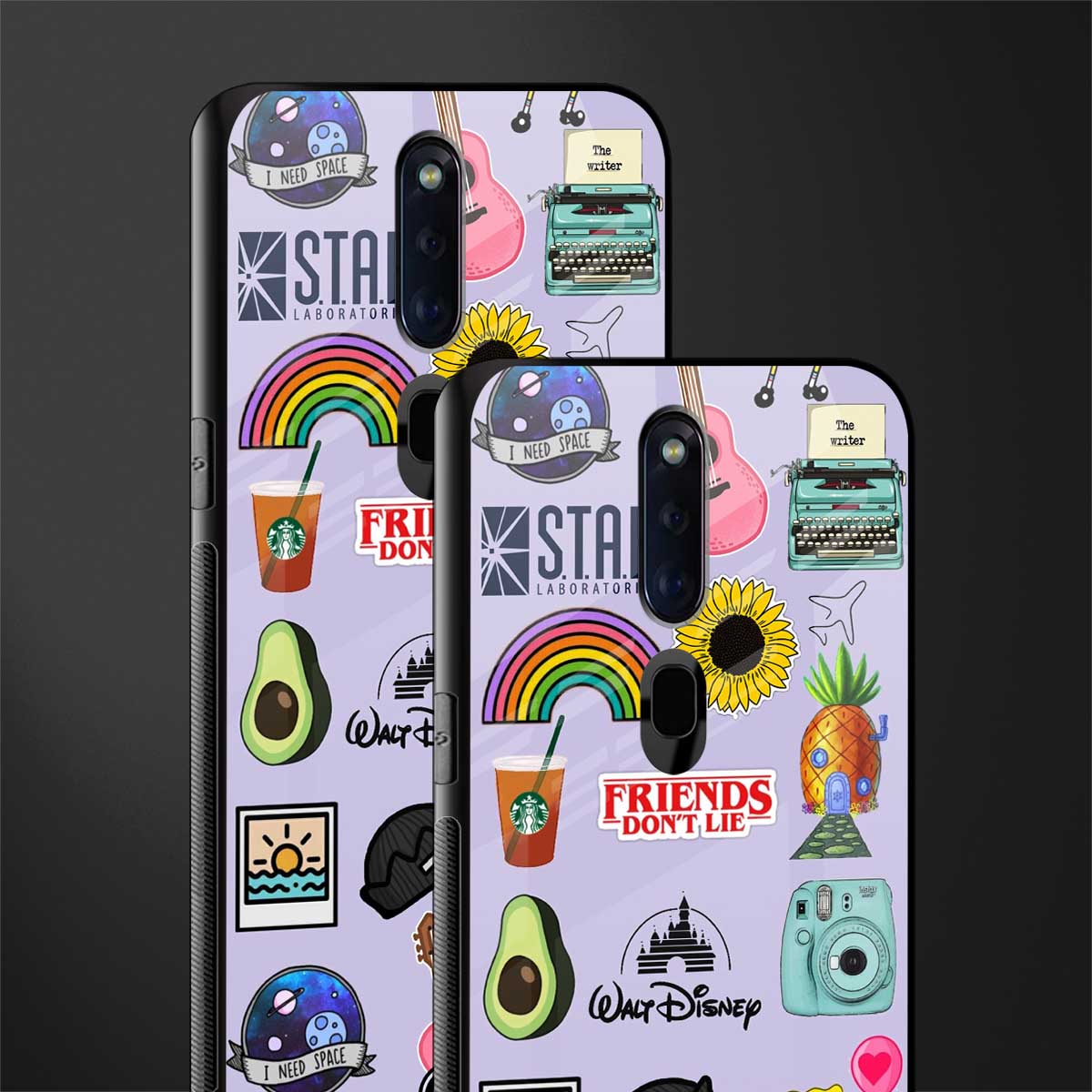 aesthetic stickers purple collage glass case for oppo f11 pro image-2