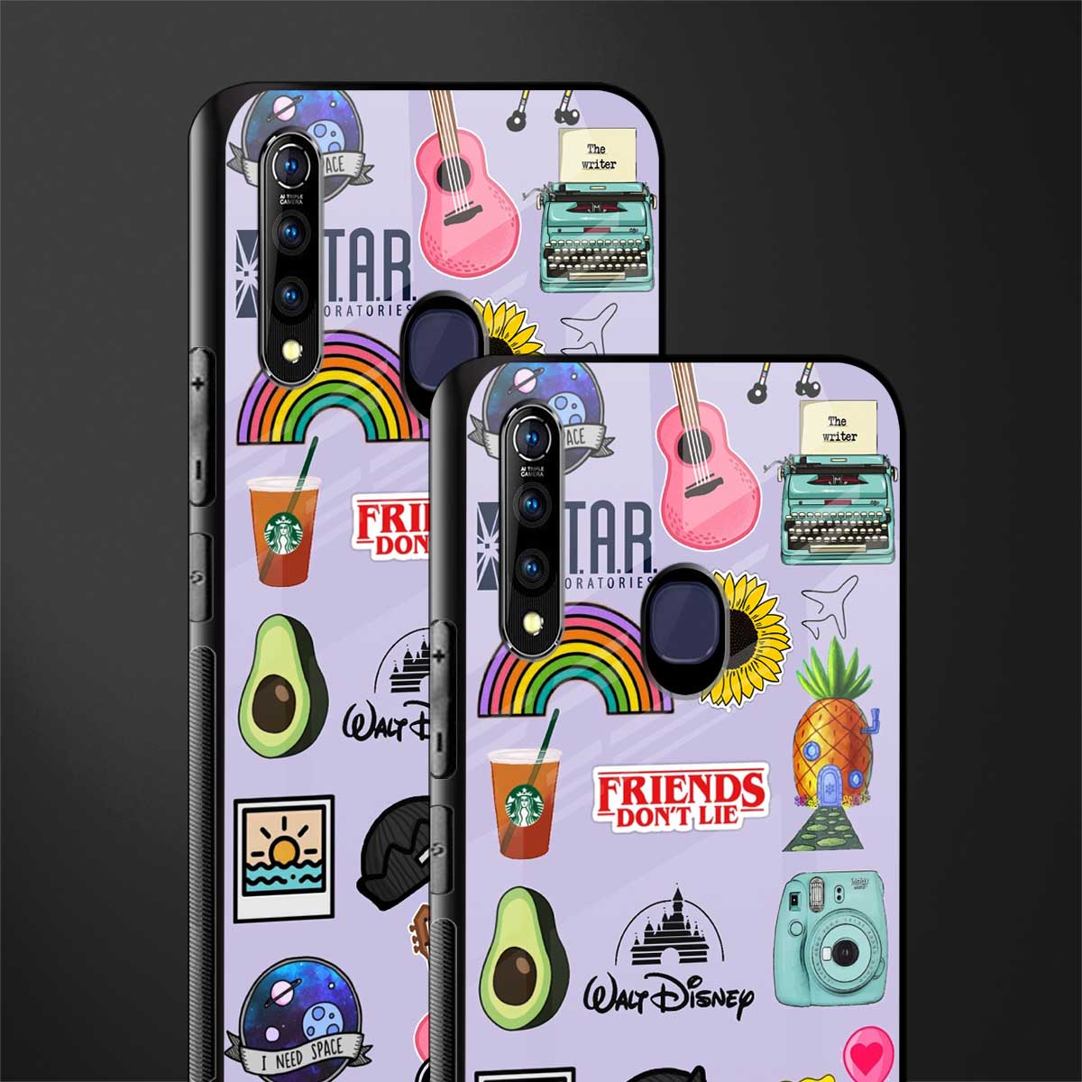 aesthetic stickers purple collage glass case for vivo z1 pro image-2