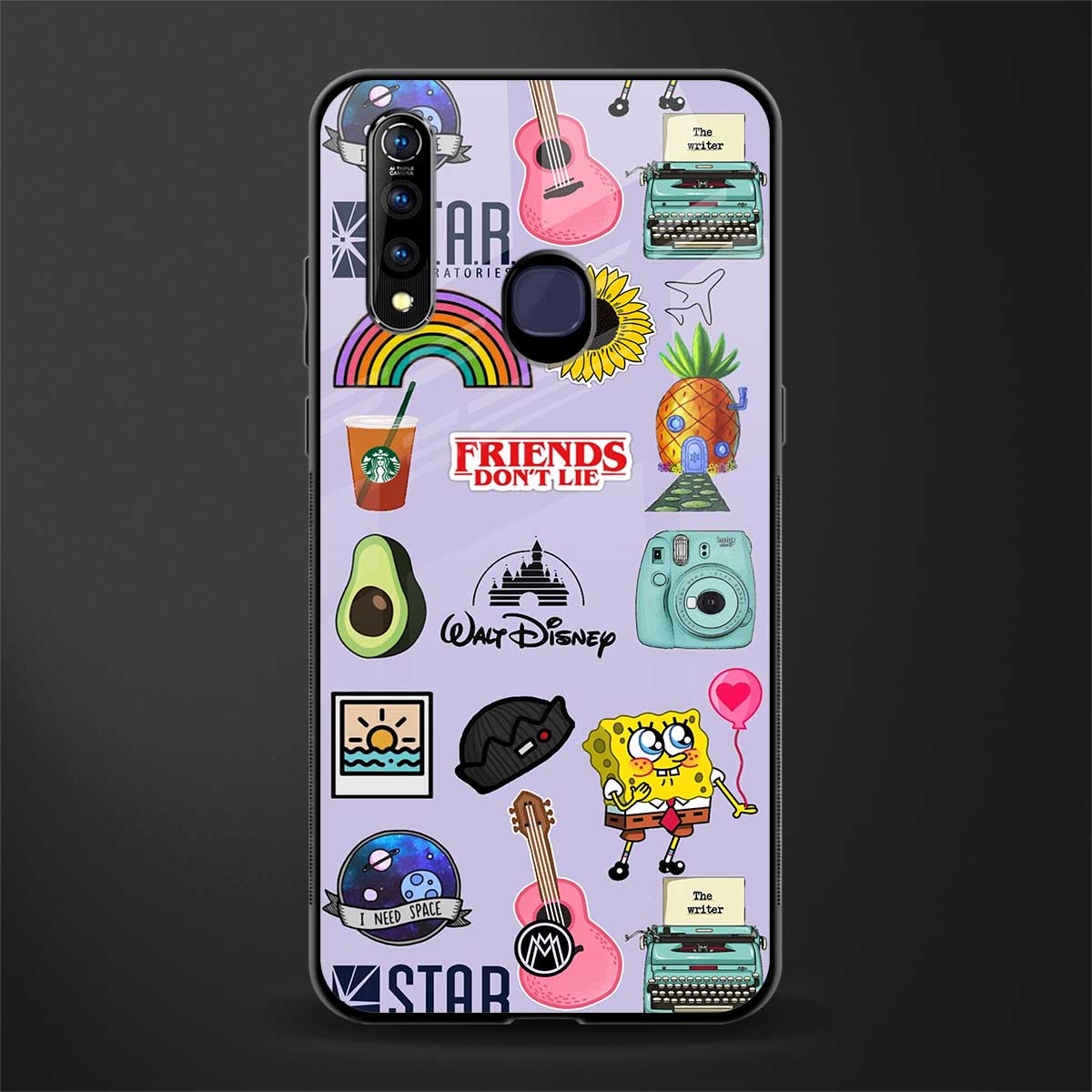 aesthetic stickers purple collage glass case for vivo z1 pro image