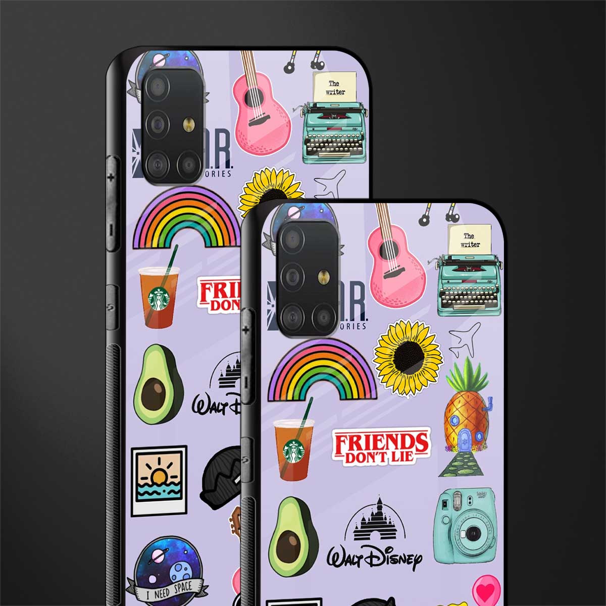 aesthetic stickers purple collage glass case for samsung galaxy a51 image-2