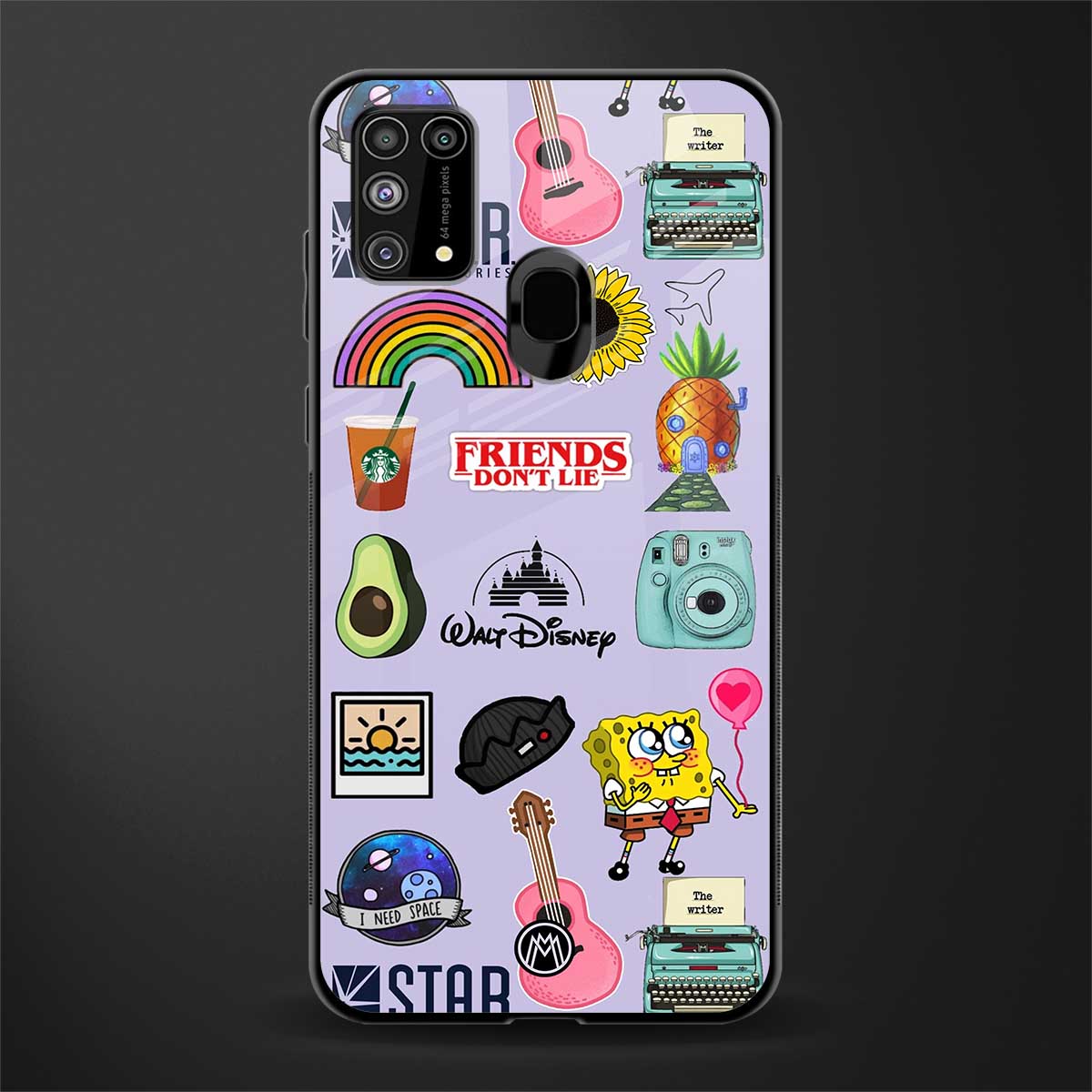 aesthetic stickers purple collage glass case for samsung galaxy m31 prime edition image