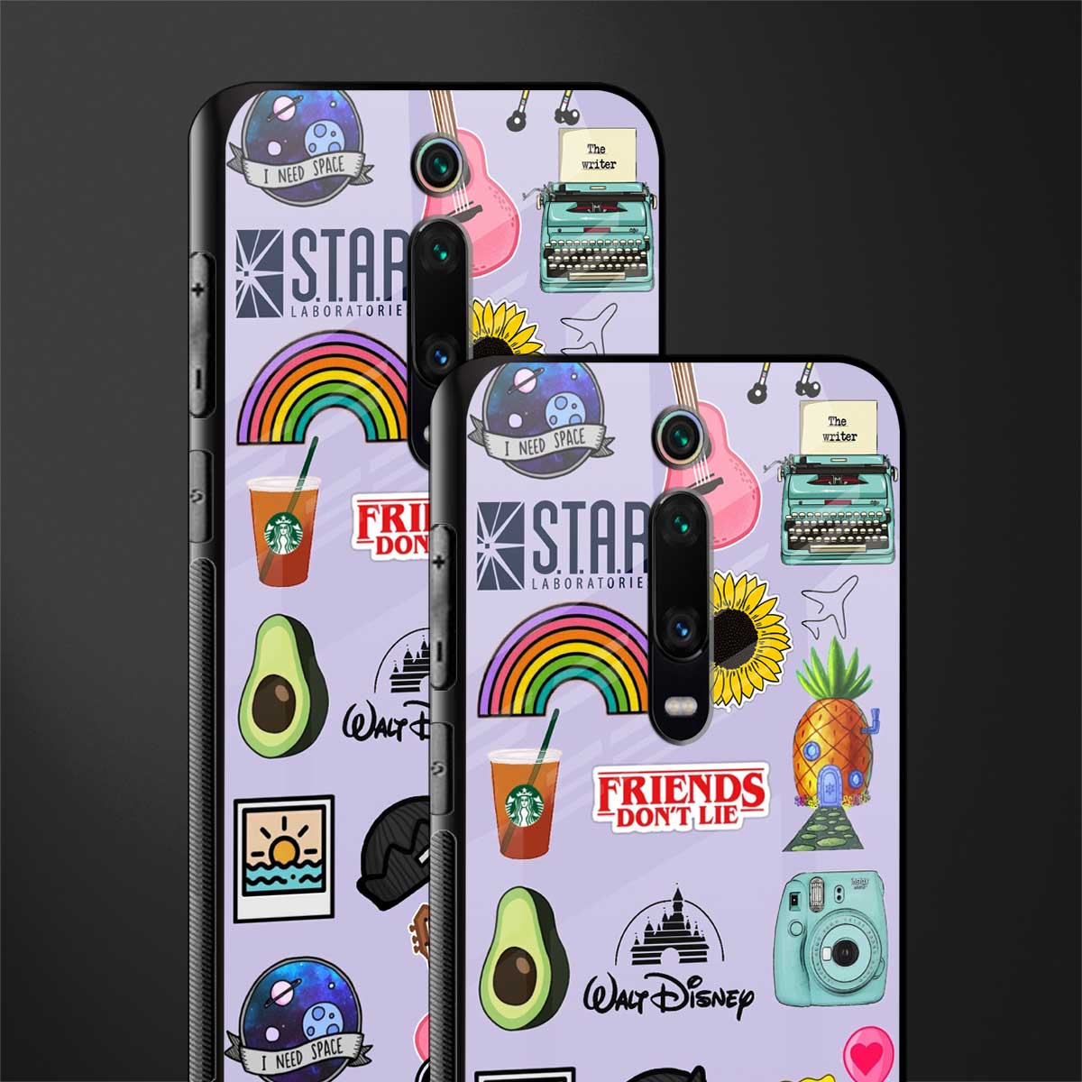 aesthetic stickers purple collage glass case for redmi k20 pro image-2