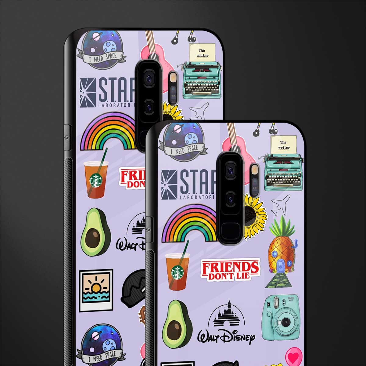 aesthetic stickers purple collage glass case for samsung galaxy s9 plus image-2