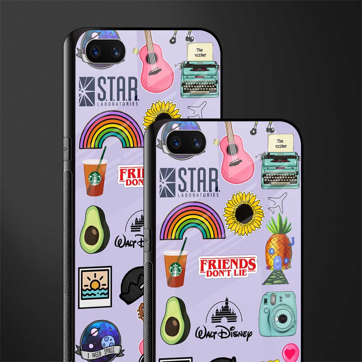 aesthetic stickers purple collage glass case for realme c1 image-2