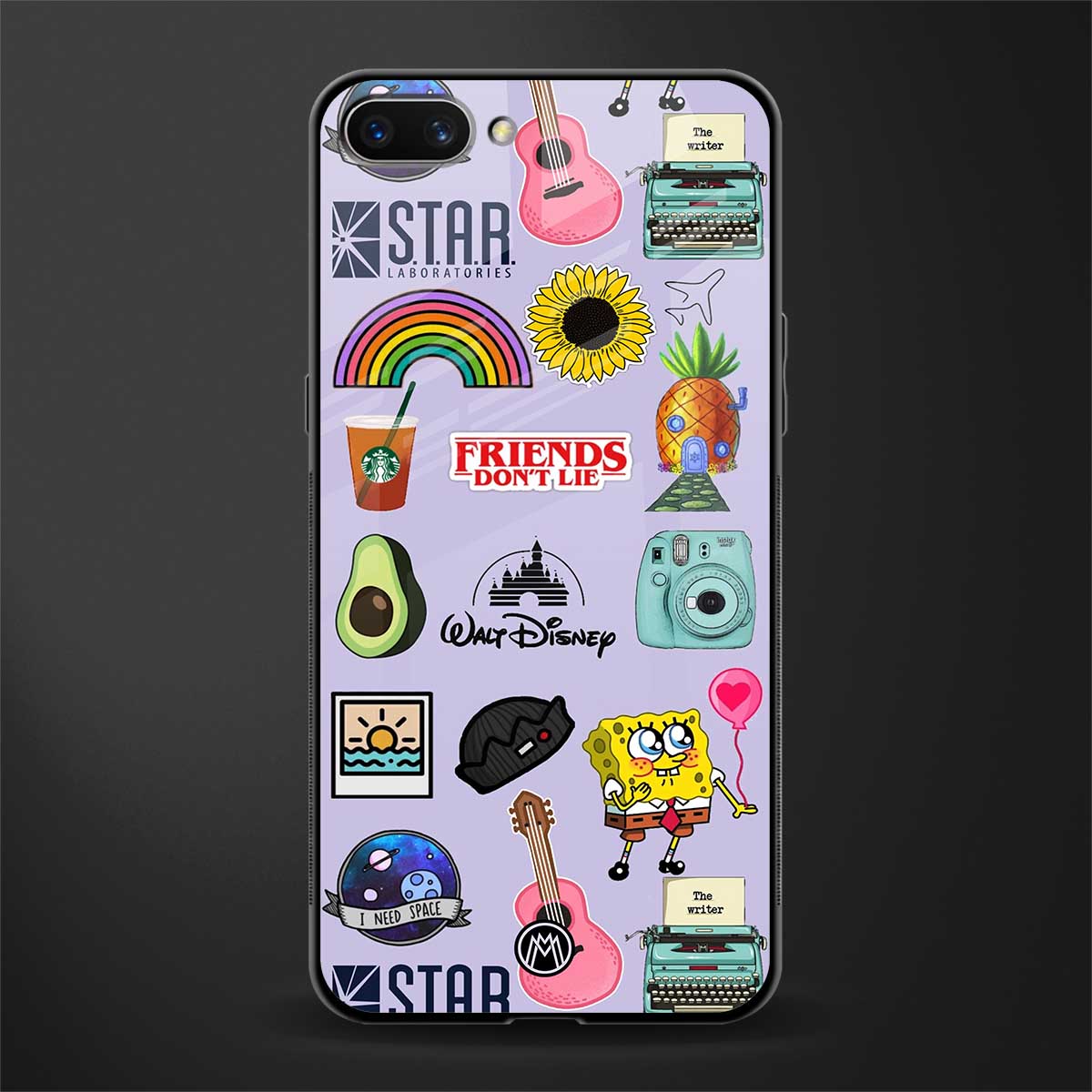 aesthetic stickers purple collage glass case for realme c1 image