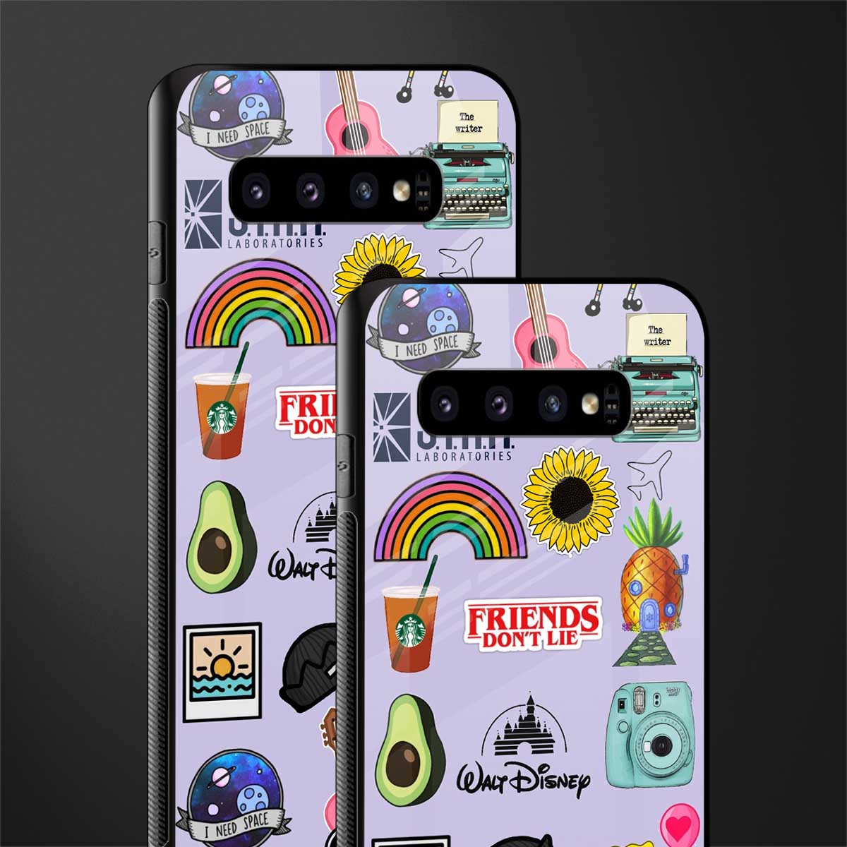 aesthetic stickers purple collage glass case for samsung galaxy s10 image-2