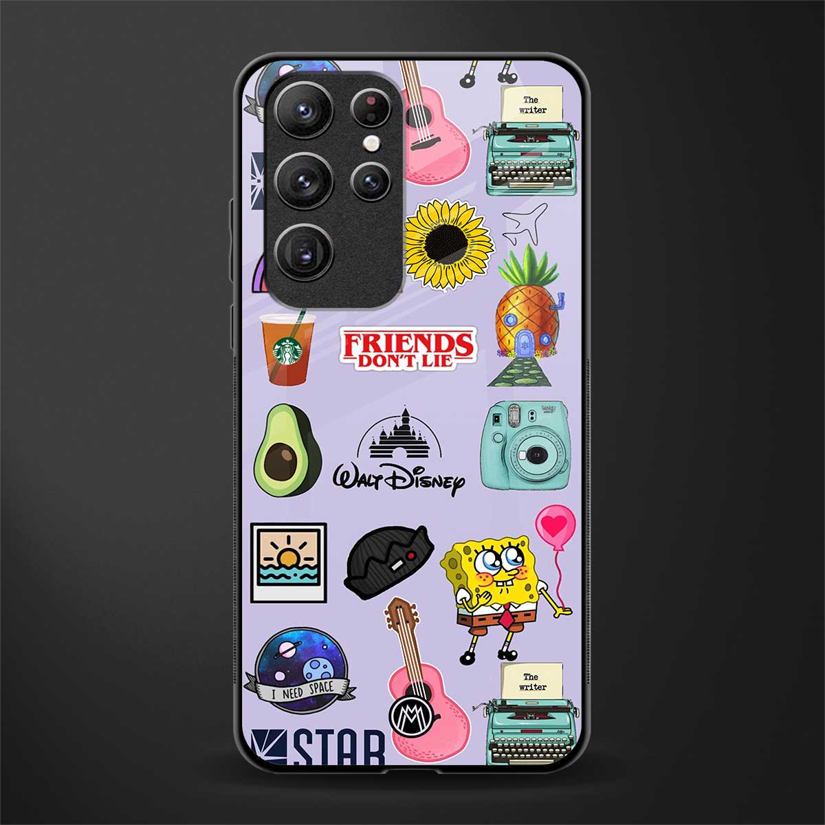 aesthetic stickers purple collage glass case for samsung galaxy s22 ultra 5g image