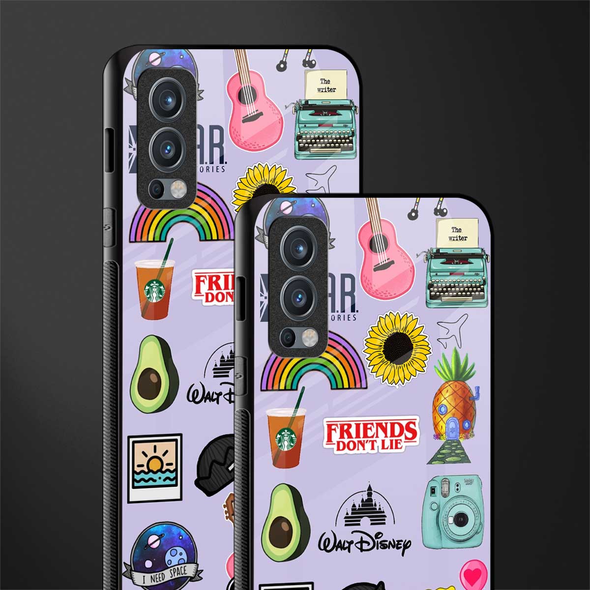 aesthetic stickers purple collage glass case for oneplus nord 2 5g image-2