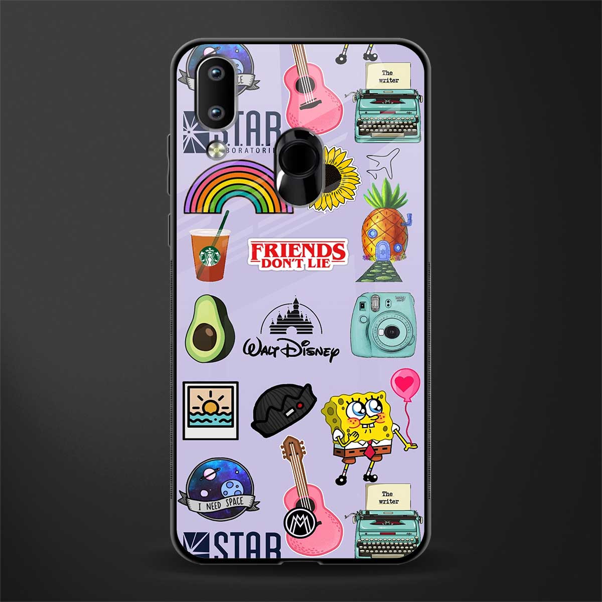 aesthetic stickers purple collage glass case for vivo y91 image
