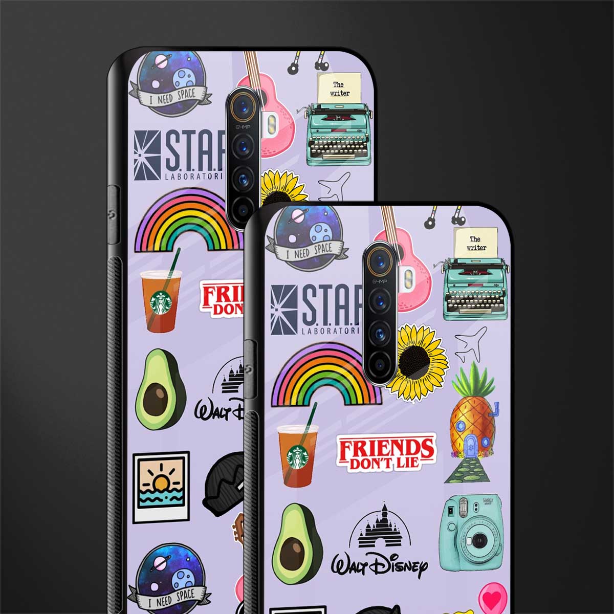 aesthetic stickers purple collage glass case for realme x2 pro image-2
