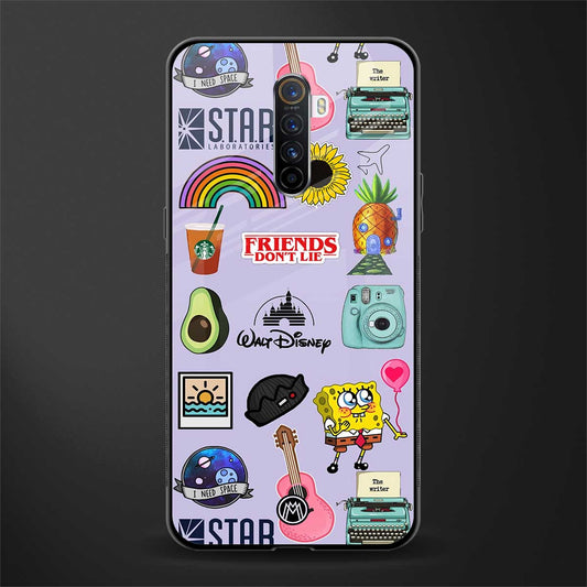 aesthetic stickers purple collage glass case for realme x2 pro image