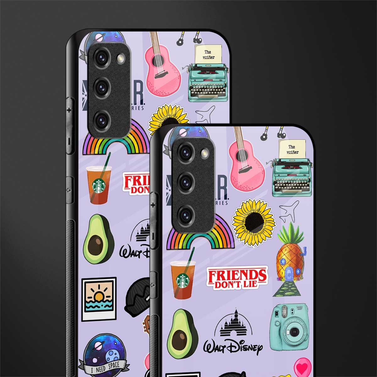 aesthetic stickers purple collage glass case for samsung galaxy s20 fe image-2