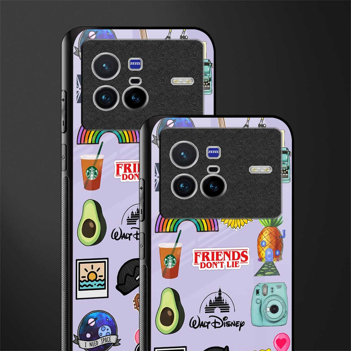 aesthetic stickers purple collage glass case for vivo x80 image-2