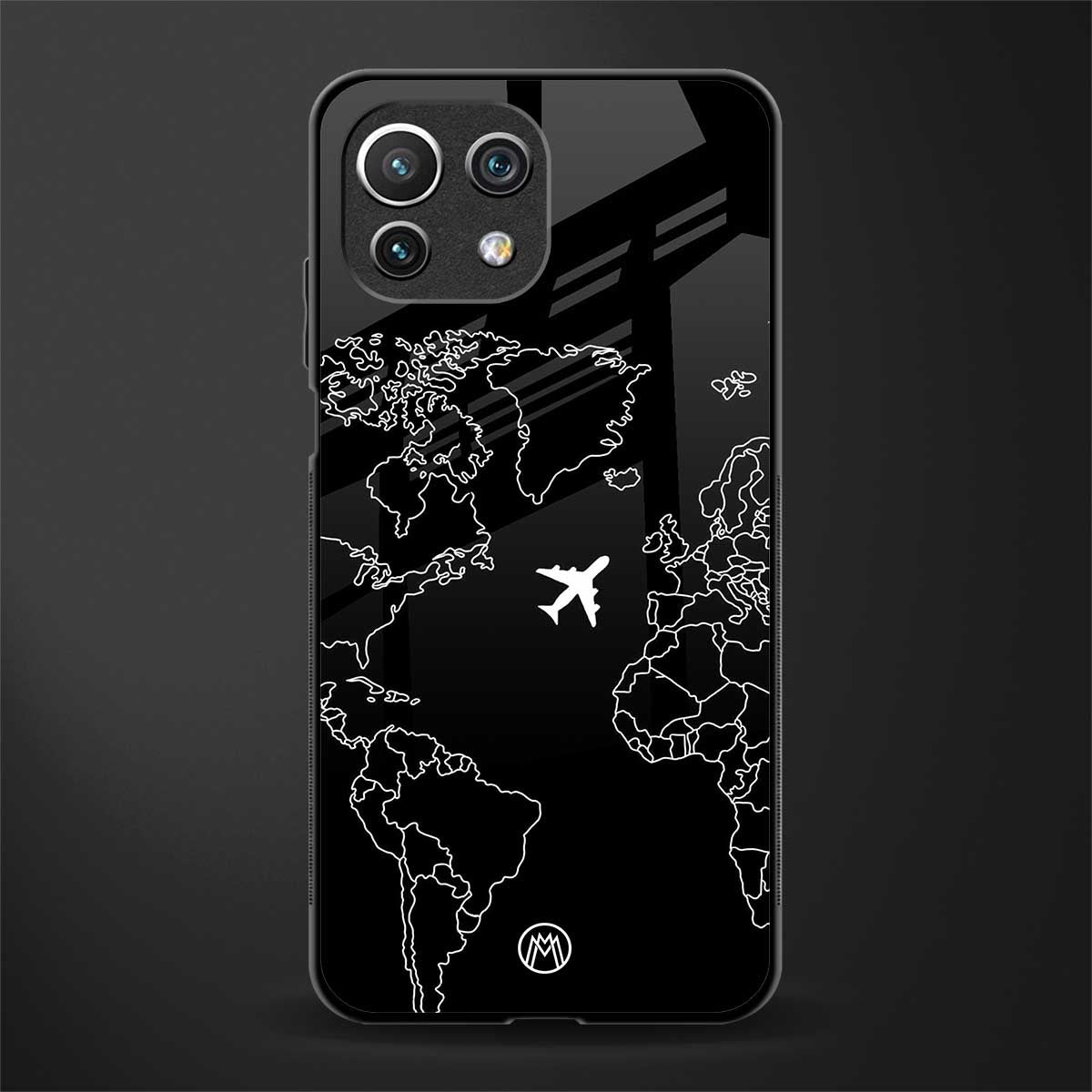 airplane flying wanderlust glass case for mi 11 lite image