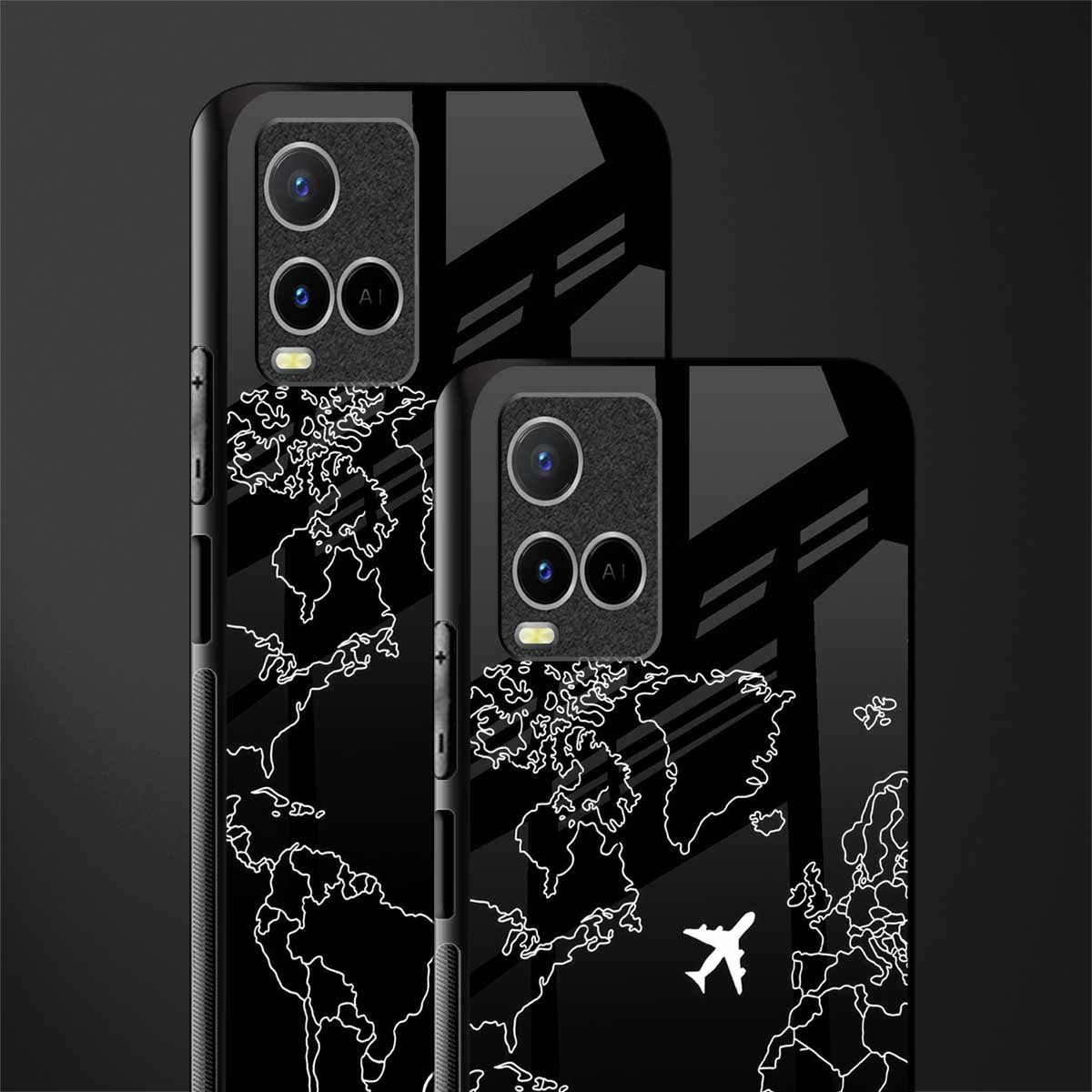 airplane flying wanderlust glass case for vivo y33s vivo y33t image-2