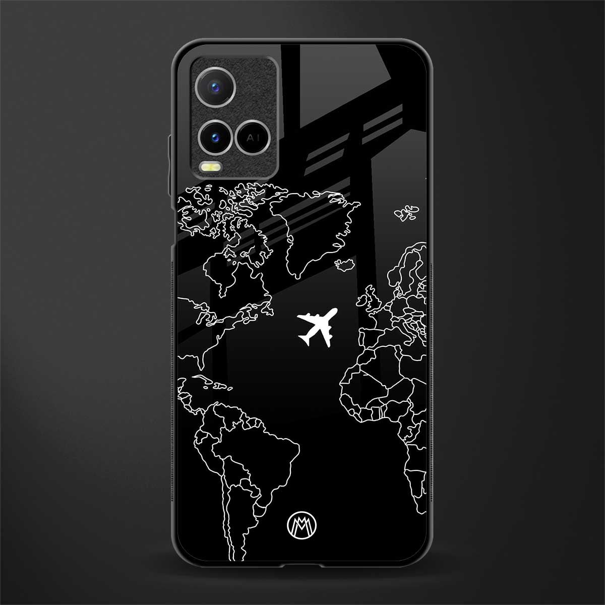 airplane flying wanderlust glass case for vivo y33s vivo y33t image