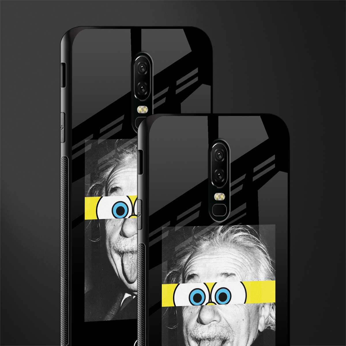 albert einstein spongebob squarepants glass case for oneplus 6 image-2