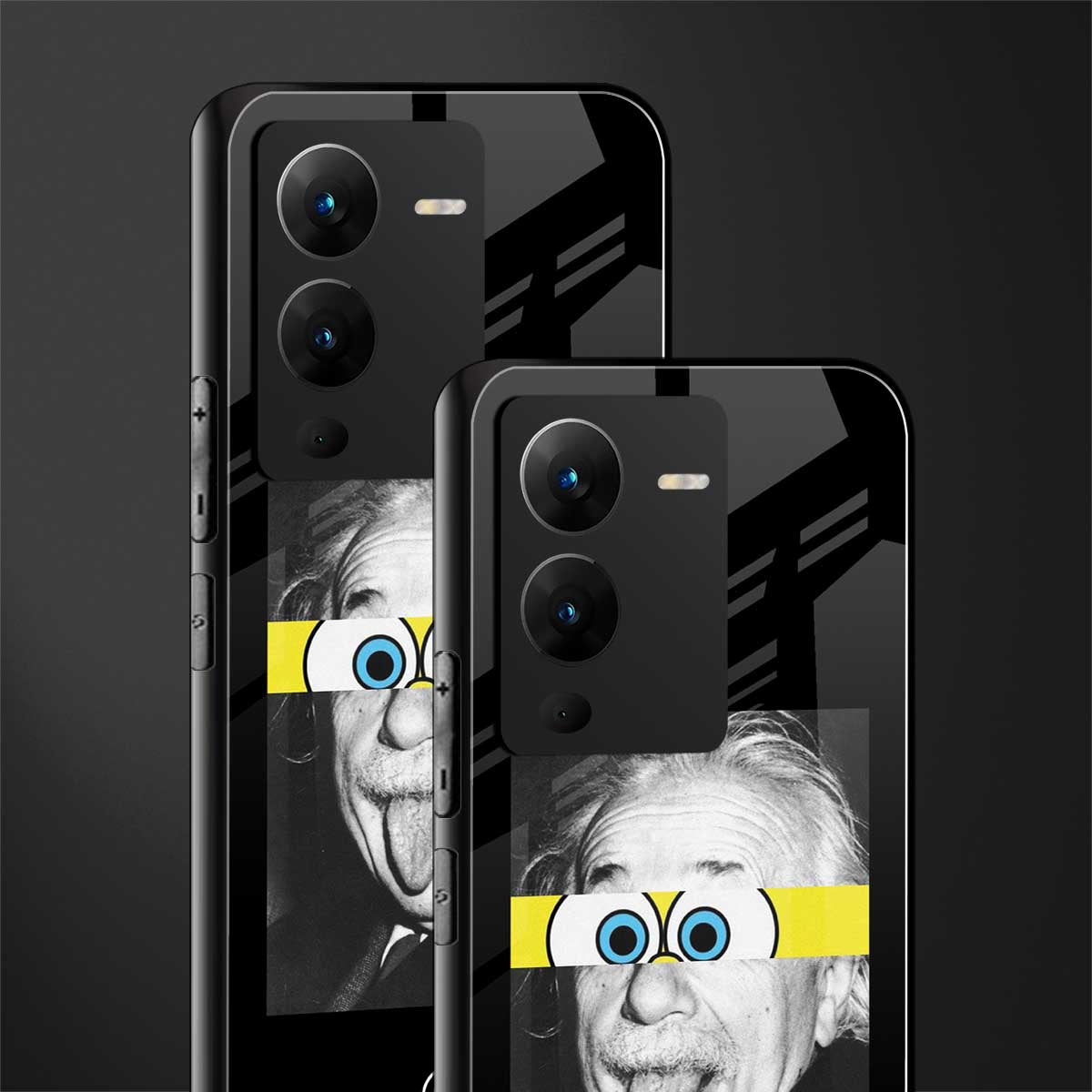 albert einstein spongebob squarepants back phone cover | glass case for vivo v25 pro 5g