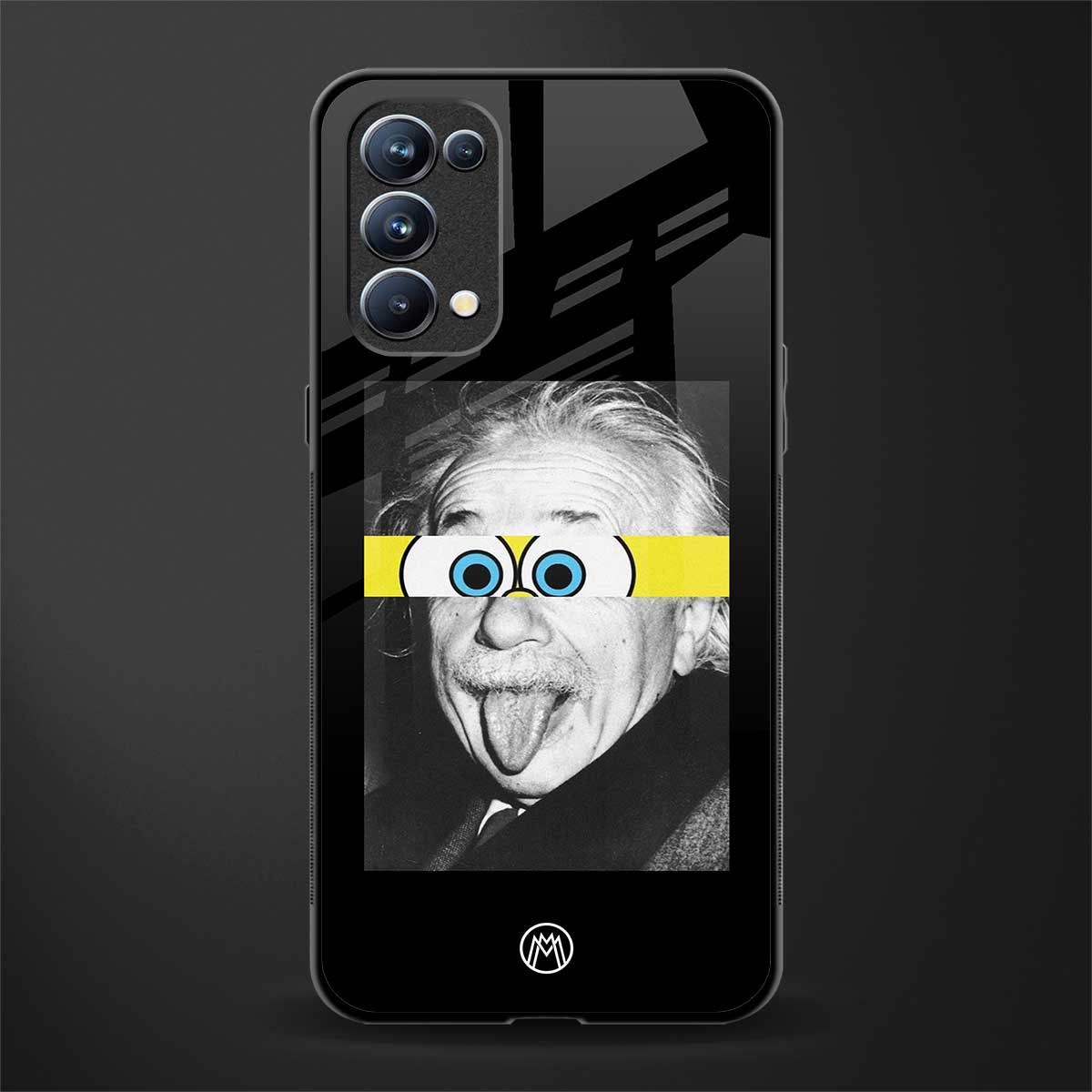 albert einstein spongebob squarepants back phone cover | glass case for oppo reno 5