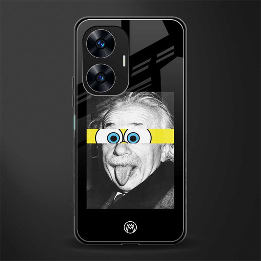 albert einstein spongebob squarepants back phone cover | glass case for realme c55