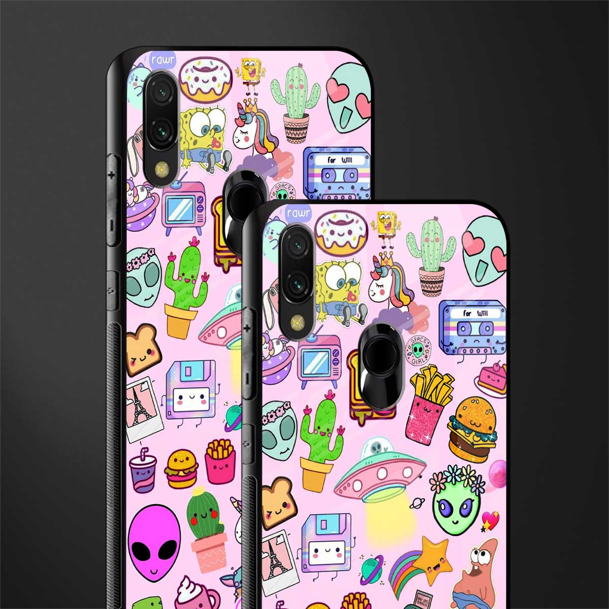 alien stickers studio glass case for redmi y3 image-2