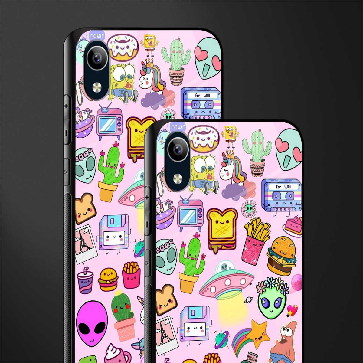 alien stickers studio glass case for vivo y90 image-2