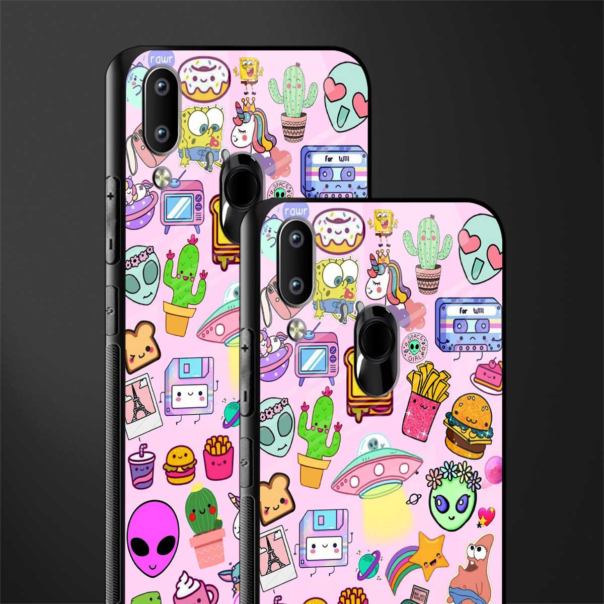 alien stickers studio glass case for vivo y91 image-2