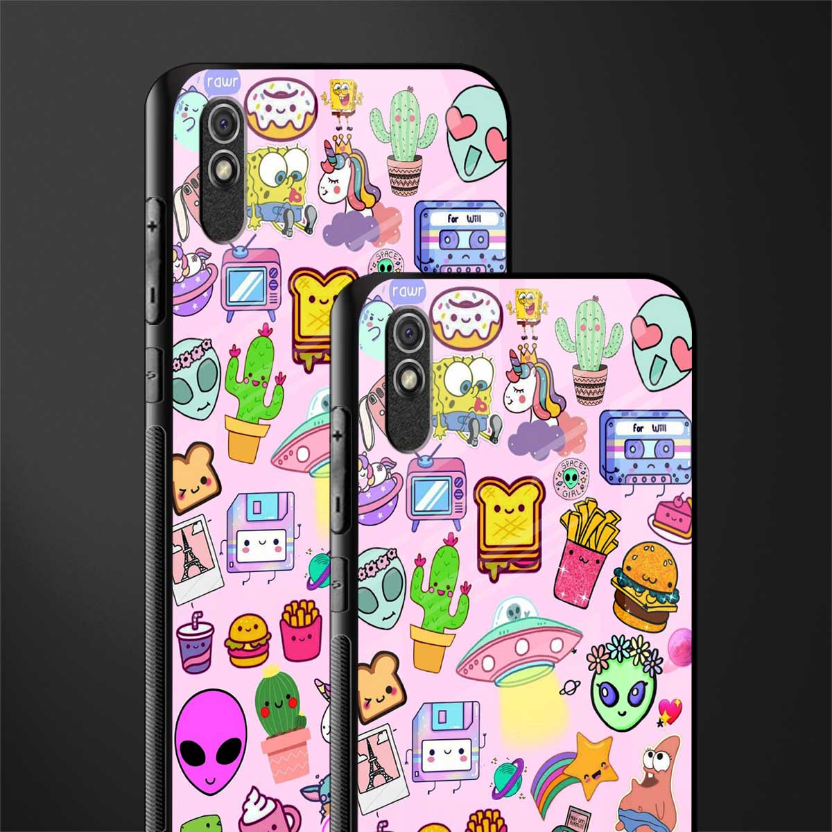alien stickers studio glass case for redmi 9a image-2