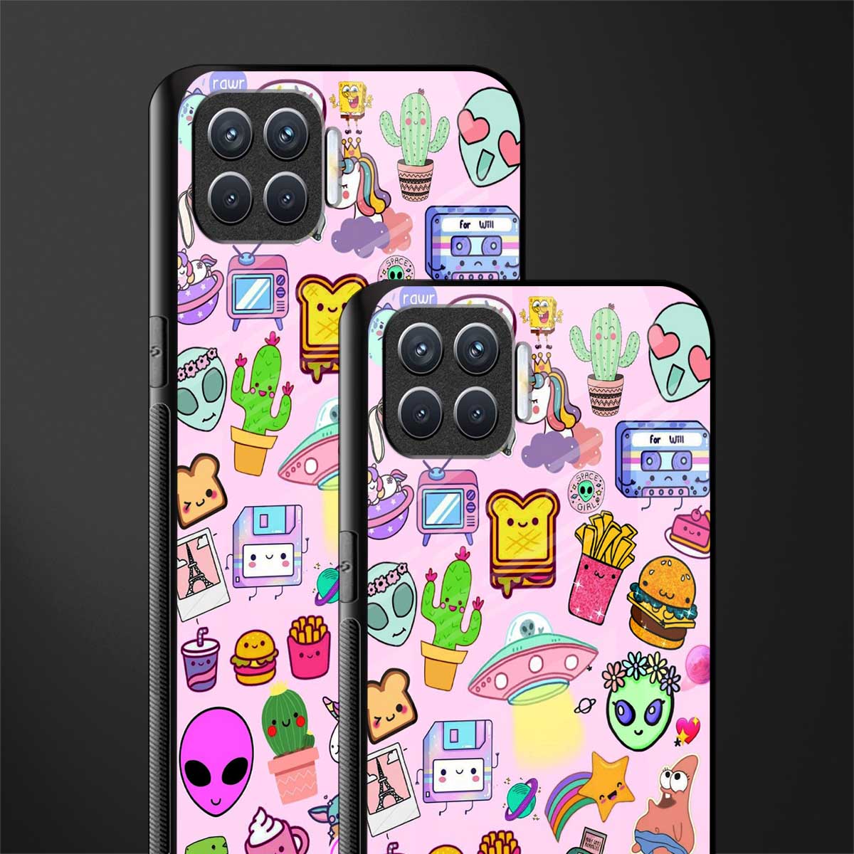 alien stickers studio glass case for oppo f17 pro image-2