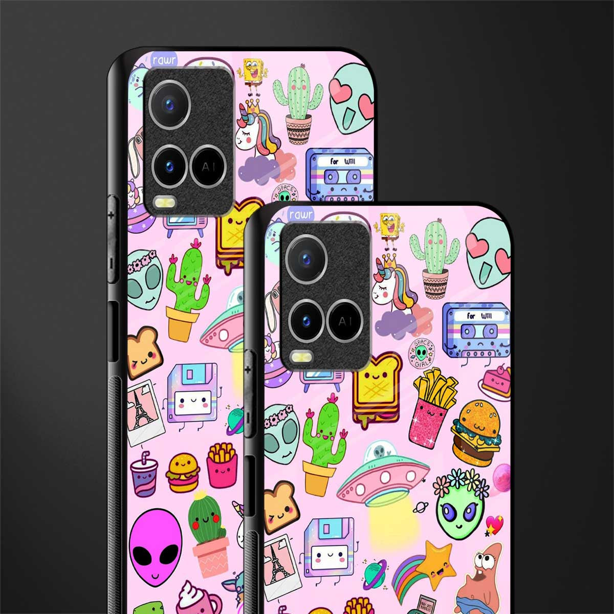 alien stickers studio glass case for vivo y33s vivo y33t image-2