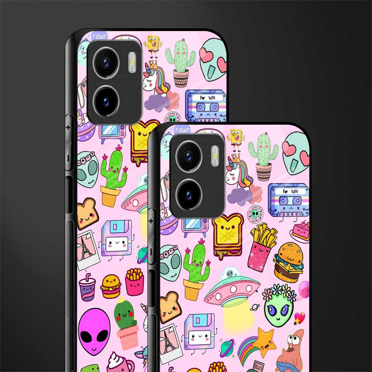 alien stickers studio glass case for vivo y15s image-2