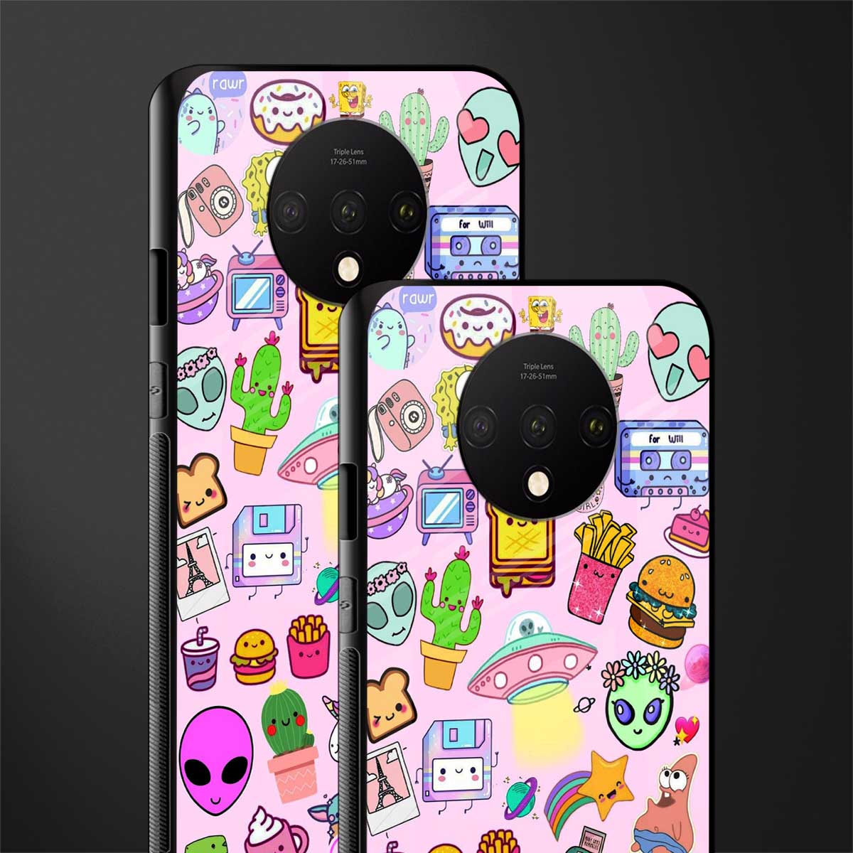 alien stickers studio glass case for oneplus 7t image-2