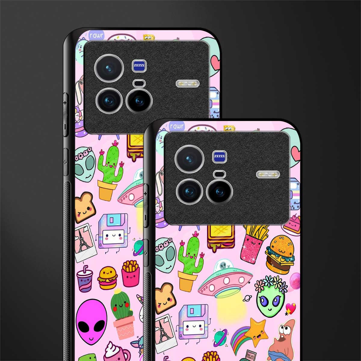 alien stickers studio glass case for vivo x80 image-2