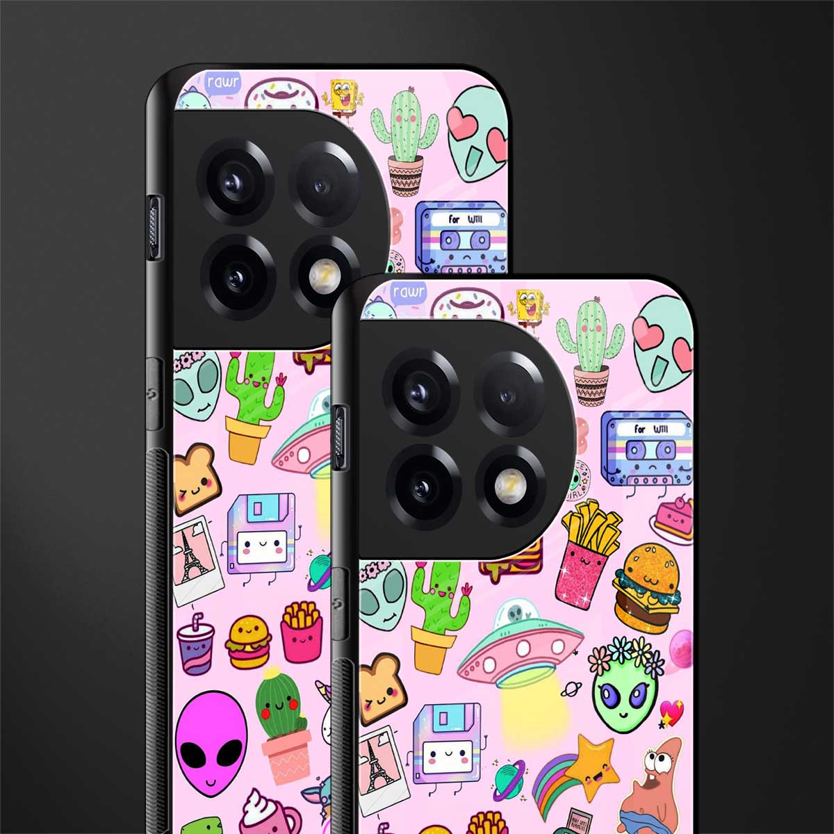alien stickers studio back phone cover | glass case for oneplus 11r