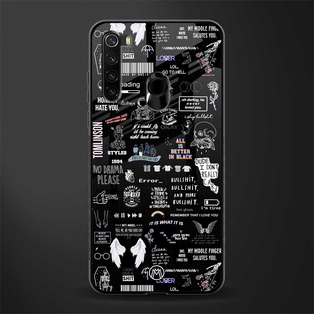 all is better in black glass case for redmi note 8 image