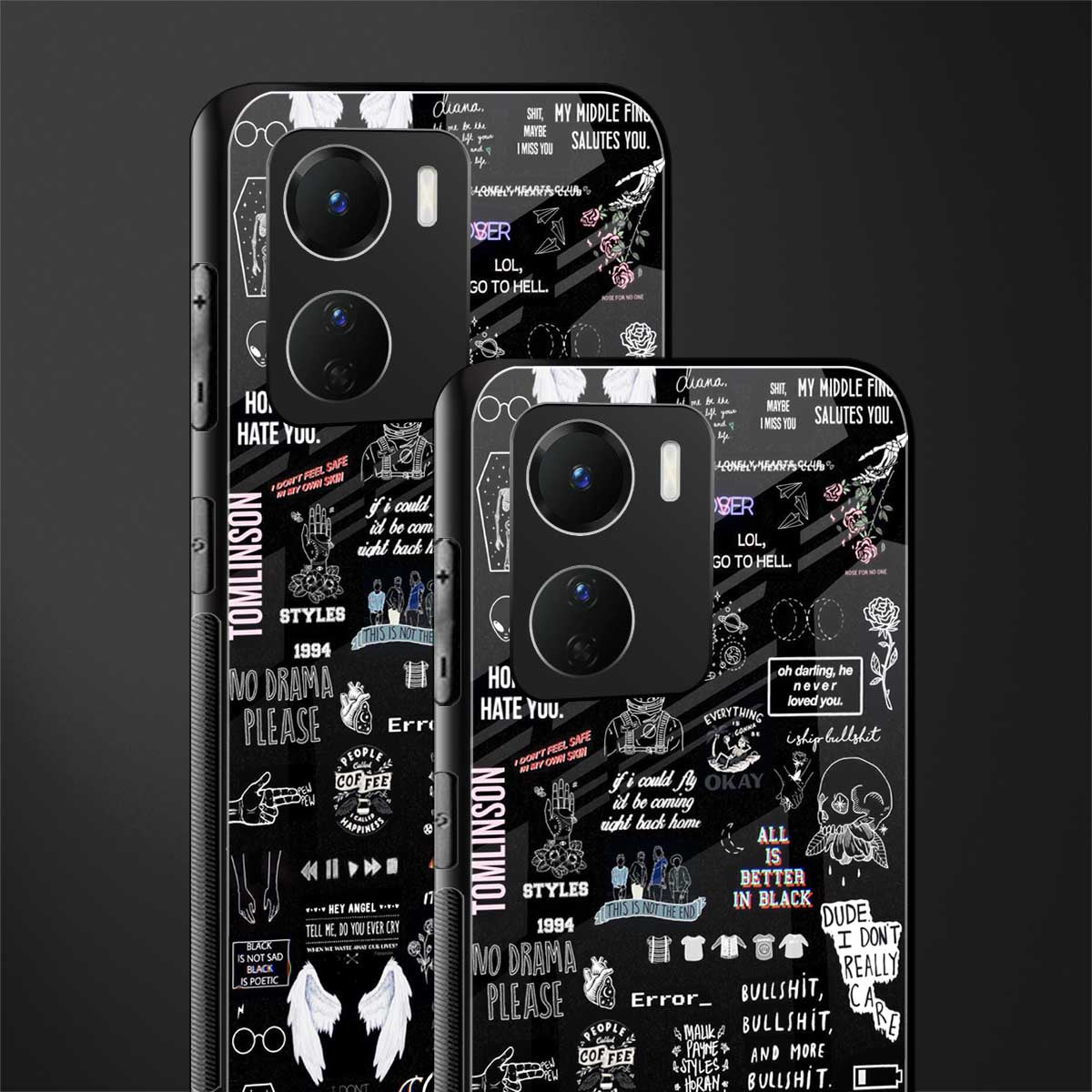 all is better in black back phone cover | glass case for vivo y16