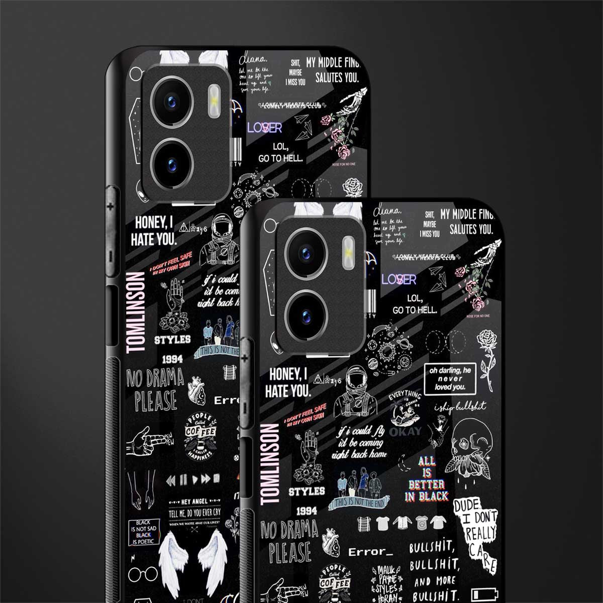 all is better in black back phone cover | glass case for vivo y72