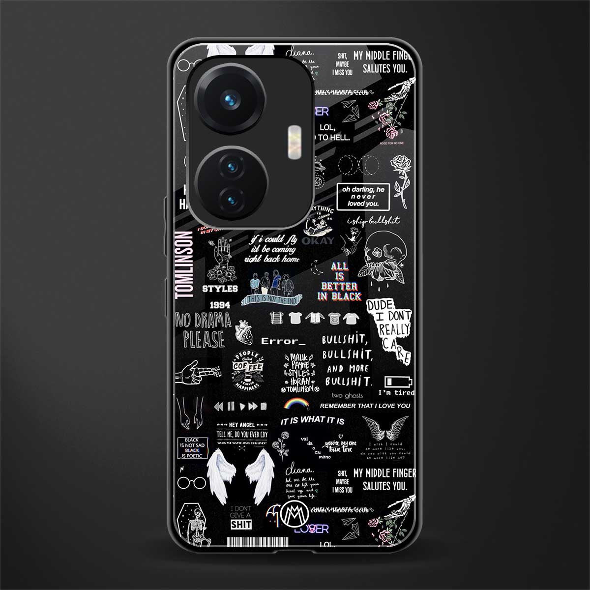 all is better in black back phone cover | glass case for vivo t1 44w 4g