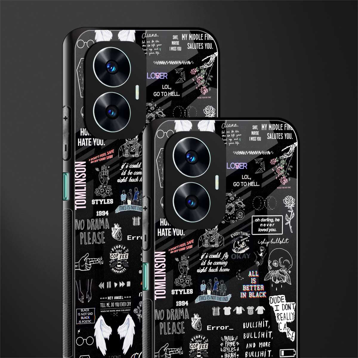 all is better in black back phone cover | glass case for realme c55