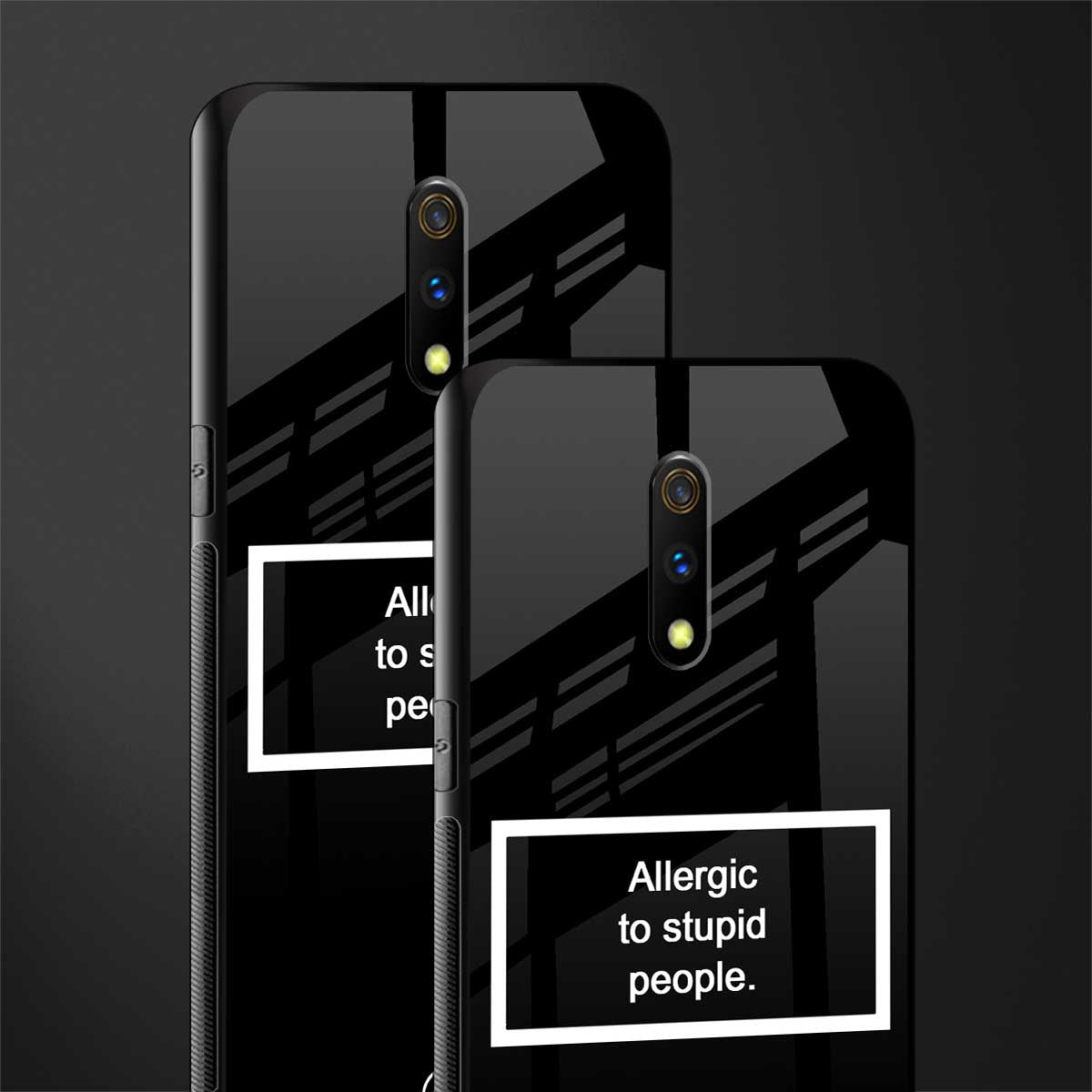allergic to stupid people black glass case for oppo k3 image-2