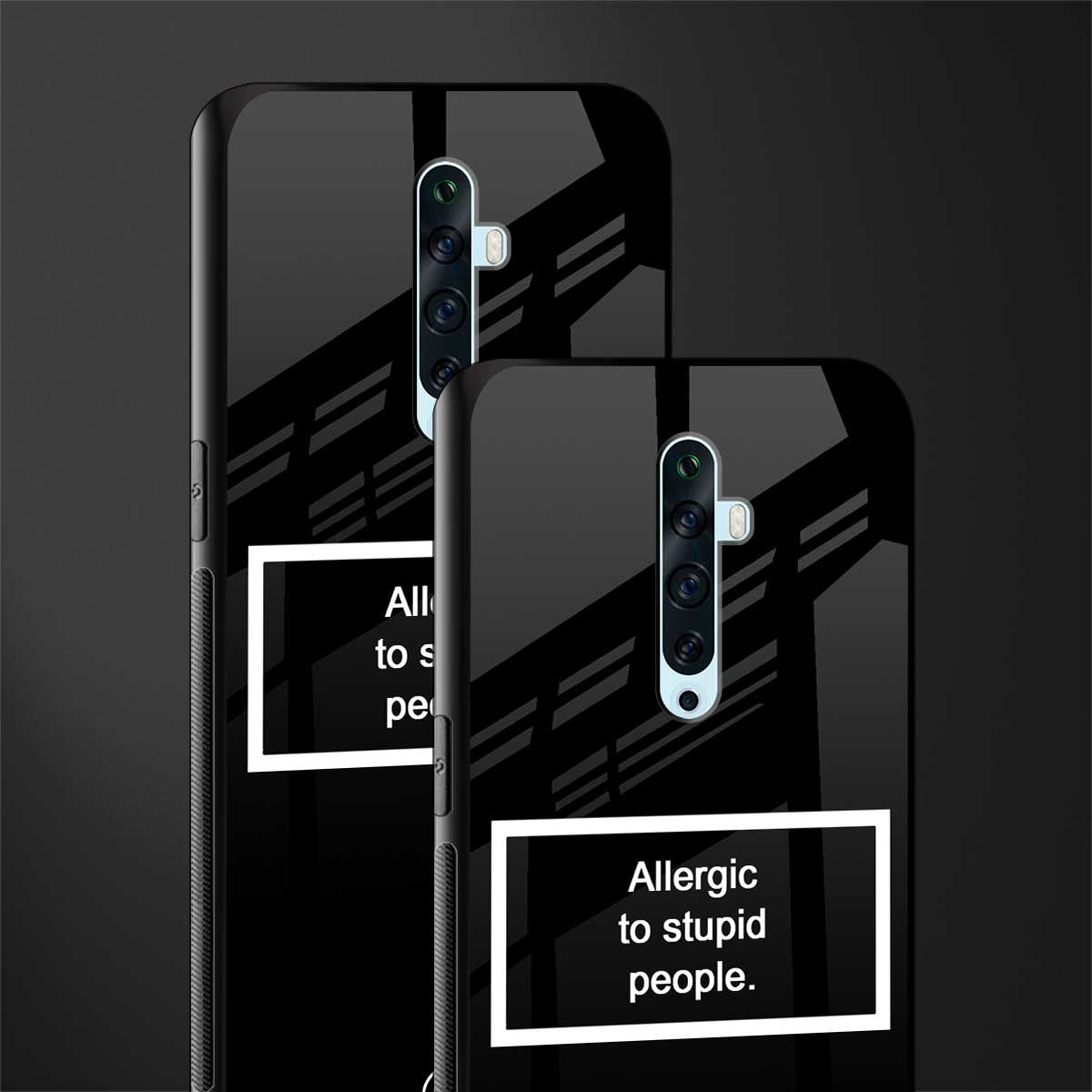 allergic to stupid people black glass case for oppo reno 2z image-2