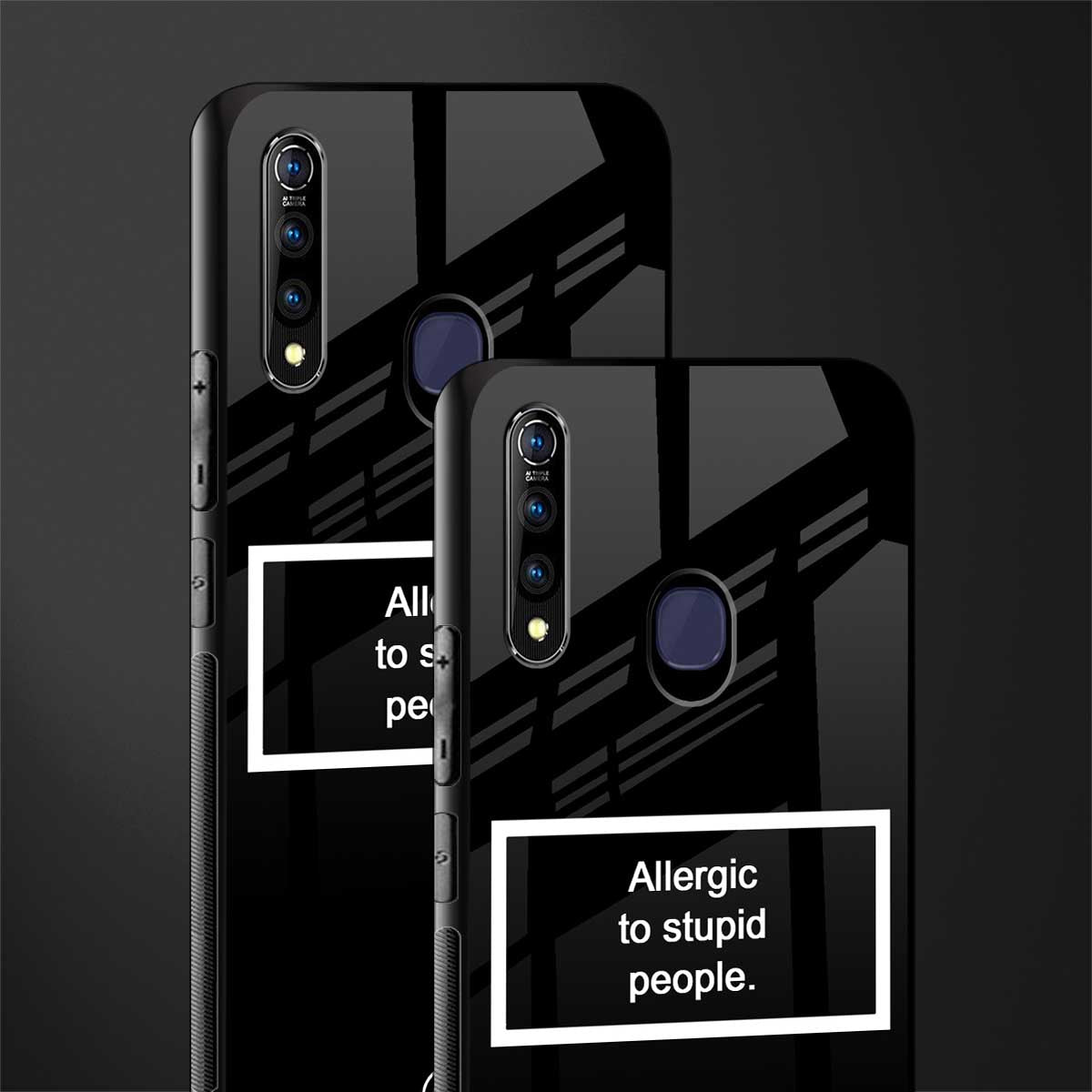 allergic to stupid people black glass case for vivo z1 pro image-2